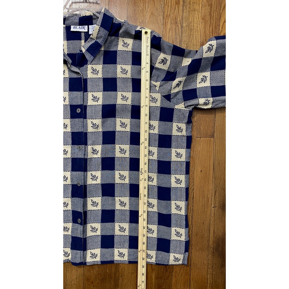 Blair Women's Button Up Top 2XL Fall Leaf Embroidery 100% Cotton Plaid Pattern - Picture 6 of 7